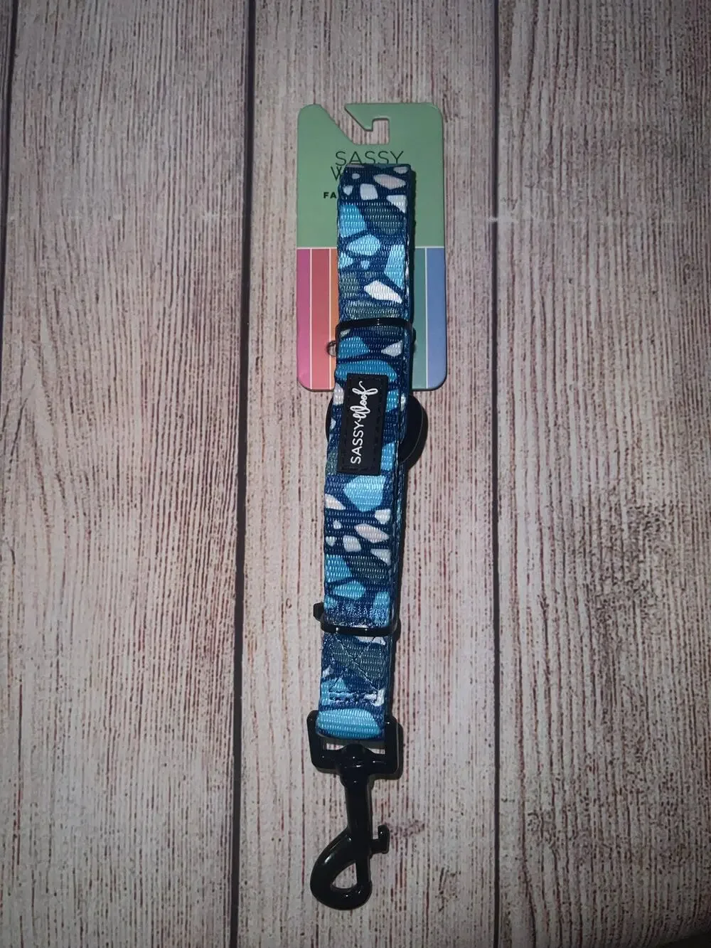 New Sassy Woof Santorini Blue Dog Pet Fabric Leash Standard NWT 5 Feet Long